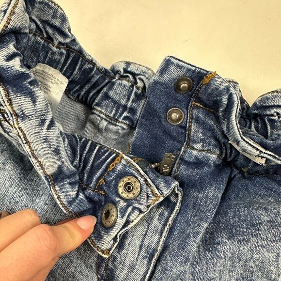 Jessica Simpson Girls Sz L (12) Acid Wash Paperbag Denim Shorts Elastic Waist - Picture 4 of 8